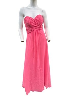 Bill Levkoff Strapless Coral-Pink Empire Gown